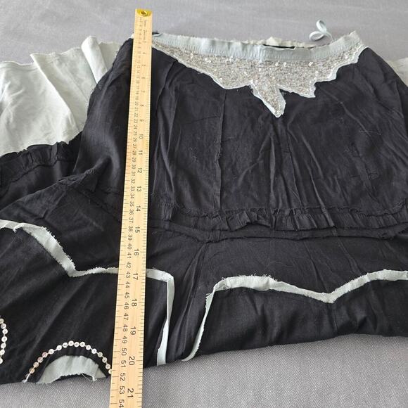 Women's Boho Maxi Skirt Black Silver Sequin Ruffle Raw Hem Size M Made in India - Picture 5 of 8